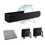 Spültuchhalter, Spüllappenhalter ohne Bohren, Edelstahl Geschirrtuchhalter für Spüllappen, Lappenhalter Spülbecken Selbstklebend mit 2 Schwammhalter, Organizer Aufbewahrung Organisation in Küche, Bad