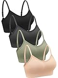 Geyoga 4 Stück V Kabellos Sport BH (Mittel, Schwarz, Grün, Dunkelgrau, Rosa)
