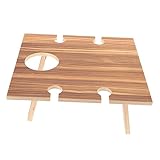 DECOMELODY Klappbarer Holz Picknicktisch mit Wein und Obstablage Tragbarer Outdoor Weintisch Leichter Faltbarer Weinständer Kompakter Terrassentisch für Camping und Picknick