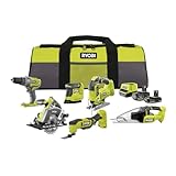 RYOBI 18V ONE+ 10-tlg. Akku-Combo-Kit RCK186O-242SZL, Schlagbohrschrauber, Stichsäge, Handkreissäge, Multitool, Vibrationsschleifer, Handsauger, 2x Akkus (4,0Ah & 2,0Ah), Ladegerät, Werkzeugtasche