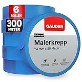 GAUDER Malerkrepp (24 mm x 50 m) | 6x Kreppband für Malerarbeiten und Renovierungen | Abklebeband zum Streichen, Lackieren, Renovieren