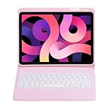 Sazfli Schutzhülle mit Tastatur für iPad Air 11 Zoll 2025 M3/2024 M2, Air 7/6/5/4, Pro 11 Zoll, 7-farbige Hintergrundbeleuchtung mit abnehmbarer Tastaturabdeckung, QWERTY, Rosa (3016)