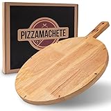 PIZZAMACHETE Pizzateller Holz, Pizzabrett aus Kautschukholz, Pizza-Zubehör für zu Hause, Pizza-Schneidebrett Rund, Pizza-Plate für Pizza, Foccacia oder Brot, Pizza-Holzbrett 30,5 cm Durchmesser