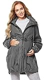 Be Mammy Damen Parka Übergangsjacke Herbstjacke Umstandsjacke BE20-213 (Grau, 38)