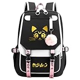 TIANSTON Mode Anime Sailors Moons Goldener Rucksack Reise Wanderrucksack Leichter Laptop-Rucksack mit Ladeanschluss #17