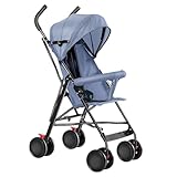 OHMG Kompakter Buggy,Baby Sportwagen,Kinderwagen,ab Geburt bis 4 Jahre Bis zu 25 kg,Leichtes Kinderwagen-Buggy,faltbar und kompakt,mit Baumwollmatte + Moskitonetz (D-Blau)
