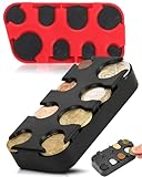 HUVZOR 2 Stück Münzen Aufbewahrung, Kleingeld Aufbewahrung, Euro Münzhalter Münzsortierer Münzsammler Münzspender Münzbox, Für Auto,Taxi,8 Fächer(Schwarz+rot)