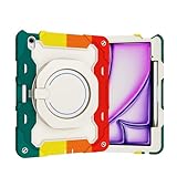 DNMYWAE Umweltfreundliche Tablethülle aus Leder Kids Cases for iPad Air 13 Inch Case M3 2025/M2 2024 Tablet Cover, Heavy Duty Shockproof Kickstand Rugged Protective Case with Shoulder Strap(Red)