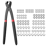 VORXEON Schlauchschellen Ohrklemmenzange Set Mit 100PCS Schhlauchklemmen 5,8-21mm（10 Größen）max. Öffnung 32mm Aus 304 Edelstahl Zange Einzelohrschlauchklemme Klemmwerkzeugsatz Für Securing Pipe