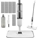 Crihovy Bodenwischer mit Sprühfunktion, Wischmopp Spray Mop, Wischer Boden Wassertank, Sprühwischer Floor Mop mit 5 Waschbaren Mikrofaser Pads und 1 Schaber für Laminat, Holz, Keramik, Fliesen, Boden