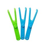 Wiederverwendbare Zahnseide Halter, 3 Stück Flosser Zahnseidenhalter, Dental Floss Halter, Zahnseide-Stick Zahnreinigung, Mundhygiene Zahnreinigung, für Familien Hotels und Reisen, 2 Blau, 1 Grün