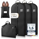 Bruce.® 3x Premium Kleidersack inkl. 1x Schuhbeutel I 120 x 60 cm I Optimierte Materialstärke von 120 GSM I Kleiderhülle für Anzug und Kleid I Atmungsaktive Anzugtasche für Reisen, Kleidersäcke lang