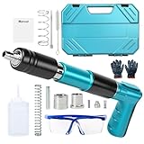 Manuelle Stahlnagelpistole, Kabelloses Nagelwerkzeug mit 5 Leistungsstufen, 40dB geräuscharm, Edelstahlkonstruktion für Beton, Decke, Holz und Wandbefestigung