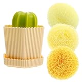 FOMIYES Kaktus Spülbürste mit Griff aus Kunststoff Runde Topfbürste zum Geschirr und Topfreinigen Abnehmbarer Fleckenentferner Küchenreinigungsset für Haushalt und Spüle