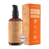 Bio-Vitamin C Serum Hochdosiert • Die 3 besten Vitamin-C-Formen + 4 Power Wirkstoffe: Hyaluronsäure, Betaine, Allantoin Panthenol • Serum Gesicht 100% natürlich, Vegan, Made in Germany