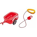 Big-Bobby-Car Trailer Rot - Bobby-Car Anhänger für drinnen und draußen, für das Big-Bobby-Car & Schleppseil mit Griff und Aufwickelrolle, passend für Big-Rutschfahrzeuge mit Anhängerkupplung, 172 cm