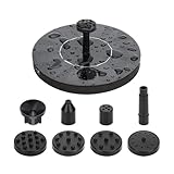 Solarbrunnen - Solarwasserbrunnen | Wasserpumpe mit 6 Sprühmustern | Umweltfreundliche Outdoor-Dekoration | Rundschildes schwimmendes Design für Vogelbäder, Garten, Terrasse, Teich und Fischtanks