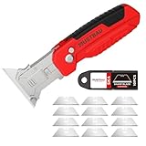 Mustbau Professionelles Klappmesser, Universalmesser mit 10 zusätzlichen Klingen aus SK5, ideal Schneidwerkzeug aus Aluminium (mit Schnellwechsel und Klingenverriegelung)