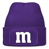 Prozente Momente Buchstabe m – lustige Wintermütze | Beanie für Damen & Herren, warm, elastisch & Unisex, Strickmütze mit Patch & Druck, perfekt für Après-Ski, Weihnachtsmarkt & Fasching | Violett