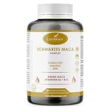 Lazarraga Maca Black Andina, Ginseng, Cordcyceps + Vitamine B6, B12 und ZINC | Energie und intime Vitalität | Verbesserung der Leistung, Gedächtnis und Stimmung | 120 vegane Kapseln für 2 Monate