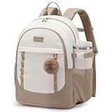 LOVEVOOK Schulrucksack Teenager Mädchen, Rucksack Damen 15,6 Zoll Laptop Schultasche mit Plüschanhänger, Leichter School Bag Groß Lässig Schulranzen für Schule Uni, Geschenk