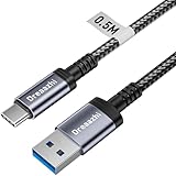 Dreaazhi USB anf USB C Kabel 0.5M, USB 3.1 Gen 2 Kabel Schnelles Laden mit 10 Gbps Datenübertragung, Android Auto Kabel für iPhone 16/15, Galaxy Note 8, S8, S9, S10, Sony XZ, LG V20, HTC, SSD, usw