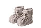 Baby-Strickschuhe mit Schleife, Beige, Babyschuhe Unisex Bio-Baumwolle warme Schuhe