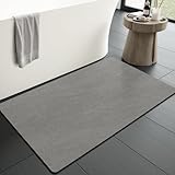 KAZOLEN rutschfeste Badematte Super Absorbierende Badezimmerteppich: dünn 40 x 60 cm Waschbar schnelltrocknende Badvorleger Duschvorleger für Dusche, Badewannen und Badezimmer, Toilette, grau