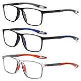 Fsread 3er Pack TR90 Sportliches Lesebrille für Herren Blaulichtfilter mit Federscharnieren Lesehilfe Rechteck leichtes flexibles und trendiges Design Anti UV/Ermüdung/Blendung +1.75