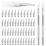 LISOPO Bastelmesser Cuttermesser Skalpell Set Precision Carving Craft Messer Set Schnitzmesser mit 2stk Griffen und 52stk Ersatzklingen für DIY Cutting Gravur und Herstellung von Kunstwerken