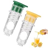 2 Stück Zitronenpresse,Wiederverwendbar Manuelle Zitronenpresse Zitruspresse Leicht zu Reinigen Hand-Entsafter,Kompakter Entsafter Geeignet zum Entsaften von Limetten,Orangen und Zitronen(Grün Gelb)
