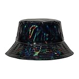 MILAKOO Schwarzer Wasserdichter Regenhut für Frauen Wendbarer Eimer Hut Breite Krempe Cap Punk Hip Hop Style