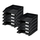 HAN Briefablage KLASSIK, 10 STÜCK Schreibtisch Organizer, Bürobedarf, Ablagefächer, Büromaterial, Briefkorb, Dokumentenablage, bis Format A4/C4, 1027-X-13, schwarz