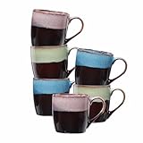 Ritzenhoff & Breker Mongu Jumbobecher 6er Set | 660 ml | XXL-Henkelbecher mit Reaktivglasur | Steingut | Spülmaschinen- & Mikrowellengeeignet | Bunt