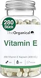 Neu: TheOrganical® Vitamin E Kapseln | Vegan & Ohne Zusatzsoffe | 268 mg (400 IE) | 280 Kapseln | Made in Germany | Vitamin E Hochdosiert | Tocotrienol