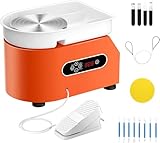 Ovshnrr 25CM Töpferscheibe Maschine, 350W Pottery Wheel mit LCD-Anzeige, Keramik Clay Maschine Töpferscheibe Fußantrieb mit Waschbecken mit abnehmbarem ABS-Becken