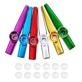 6 Stück Kazoo Instrument, Kazoo Set aus Metall, Metall Kazoo Musikinstrumente aus Aluminiumlegierung mit 12 Stück Kazoo Flöten Membranen für Kinder und Musikliebhaber