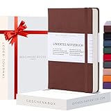 Beechmore Books Notizbuch liniert - A5, Braun I Premium Hardcover Journal Buch aus veganem Leder, 120gsm creme Papier, inkl Geschenkbox, für Schriftsteller, Journalisten, Meetings & Studenten