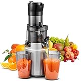 AOBOSI 200W Slow Juicer, Entsafter mit Rückwärts Funktion und zwei Filtergrößen. entsafter gemüse und obst testsieger, multifunktionale entsafter gemüse und obst mit Smart Chip. Obstpresse-Grau.