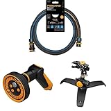 Fiskars Wasserschlauch, 1065485 + Fiskars Sprühpistole, 1065485 + Fiskars Pulsierender Sprinkler, 1027050