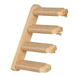Relaxdays Katzentreppe, Wand, Katzenleiter 4 Stufen, HBT: ca. 29x34x22,5 cm, Zubehör für Kletterwand, Holz & Jute, Natur