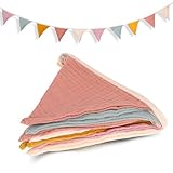 cobee Wimpelkette Kinderzimmer, Lang 286cm Babyzimmer Deko Wimpelkette Stoff Musselin Baumwolle Stoff Wimpelkette Wimpelgirlande Girlande Geburtstag Bunt Banner Party Wanddeko Geschenk(Stil 2)