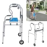 Froadp Gehhilfe für Senioren, Gehbock aus Aluminium Leicht Höhenverstellbar, Gehhilfen mit 2 Lenkrollen Rutschfest Stabil Gehwagen, Rollator Schmal für Wohnung Stehhilfe Ergonomische Griff
