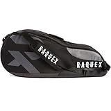 Raquex Schlägertasche - Blau/Schwarz/Magenta - für Tennis-, Badminton- und Squashschläger. Tennistasche für bis zu 6 Schläger + Zubehör + Sportschuhe