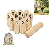 ORHEYA Finnisches Wurfspiel Nummern Kubb Wikingerspiel Erwachsene & Kinder Spiel Holzwurfspiel naturbelassenes Holz Garten Outdoorspiel wikingerspiel Indoor & Outdoor