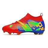 clofab Fussballschuhe Damen Herren Kunstrasen Turf Fußballschuhe Jugend Hallenschuhe Ground Outdoor Sportschuhe Für AG FG TF Fußball Trainingsschuhe (38,Rot/AG)