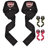 FIGHTSENSE Fitness Zughilfen für Krafttraining (Lifitng Straps) Gewichtheben Riemen für Männer Frauen,Neopren gepolstert,Webbed Baumwolle Gym Handgelenk Riemen(Fitness Straps) (Schwarz)