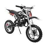 49cc Dirt Bike Kindermotorrad 10zoll Pocketbike Dirtbike Vollcross Crossbike Mini Motocross Kinder Motorrad mit Scheibenbremsen, Handzugstart, für 8-14 Jahre Kinder Teenager (Schwarz)
