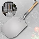 heidenfeld Pizzapfanne Catania | Pizzaschieber - Aluminium Pizzaschaufel mit 66.5 cm - Große Fläche 30.5 x 30.5 cm - Schieber für Pizzastein - 20.0 cm Holz Griff abnehmbar - Pizzaofen Zubehör