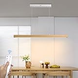 LED Pendelleuchte esstisch holz Dimmbar, Moderne Hängelampe mit Fernbedienung, Linear Design Hängeleuchte Esstisch lampe, 36W Esszimmerlampe hängend höhenverstellbar für Esszimmer Küche Büro, L100CM